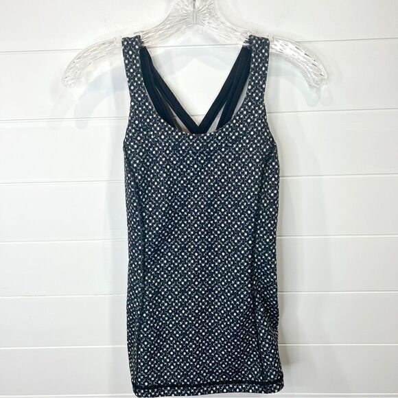 Lululemon Enhearten Millie Mesh Black White Criss Cross Tank 4 - Picture 5 of 10